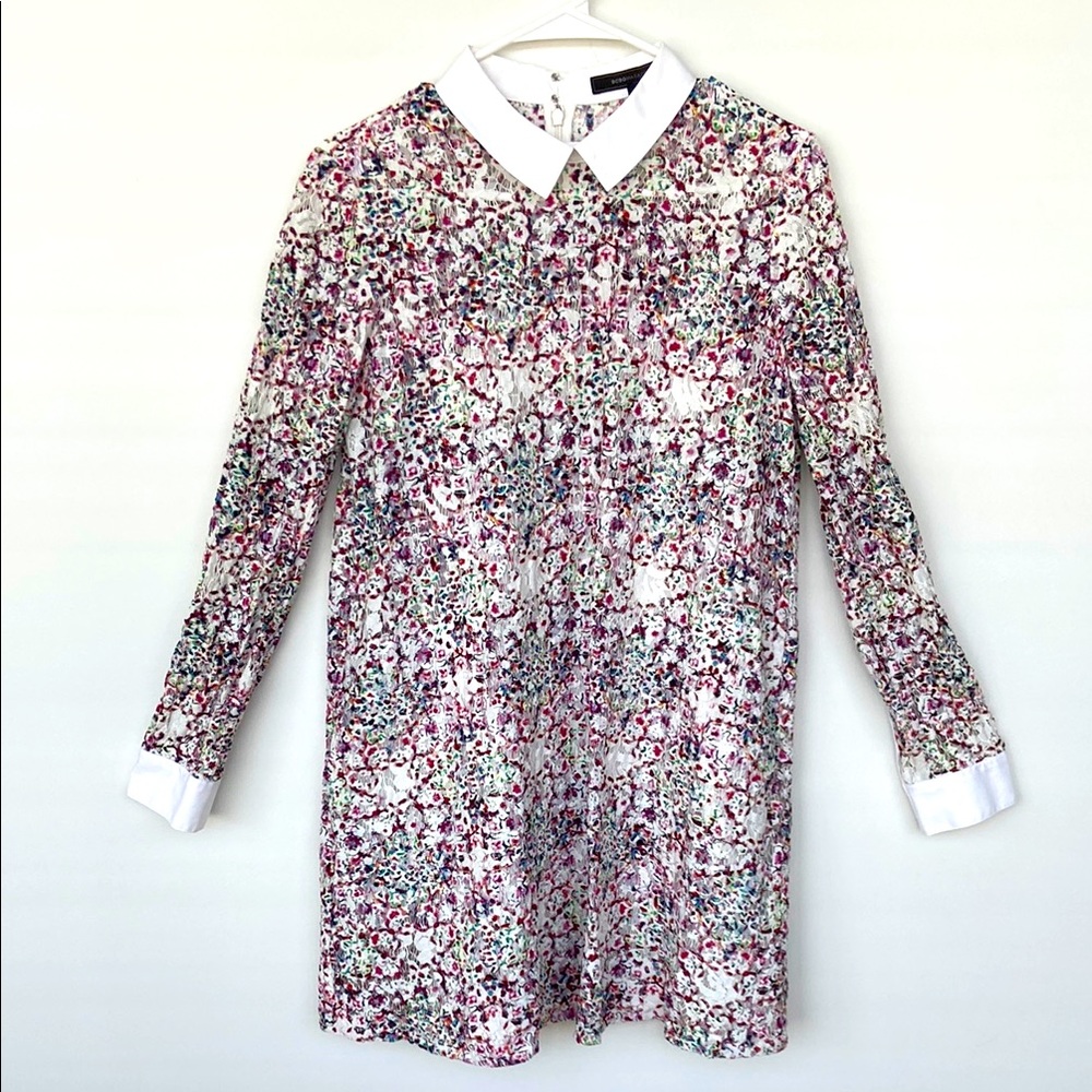 BCBGMAXAZRIA Maris Printed Lace A-Line Dress